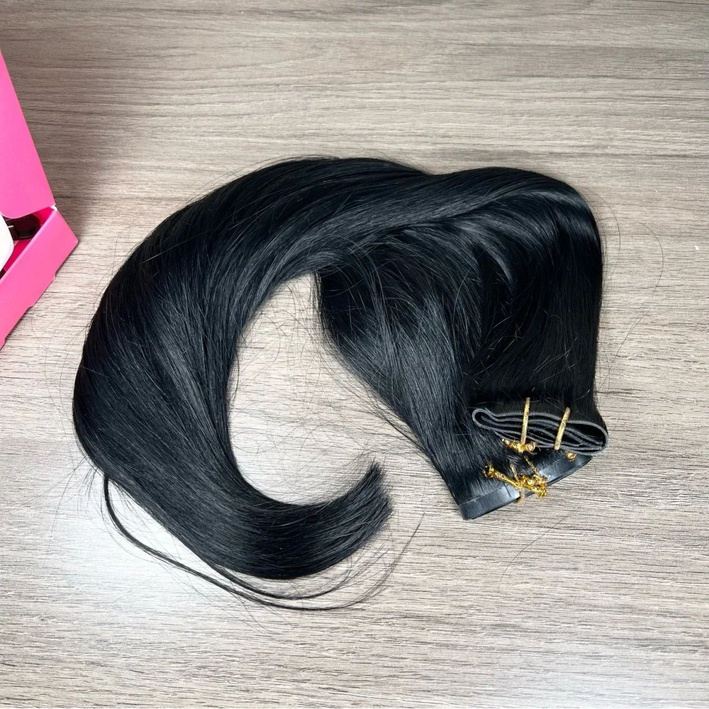 Goo Goo Black Remy Human Hair Seamless 18 Inch Clip In Hair Extensions